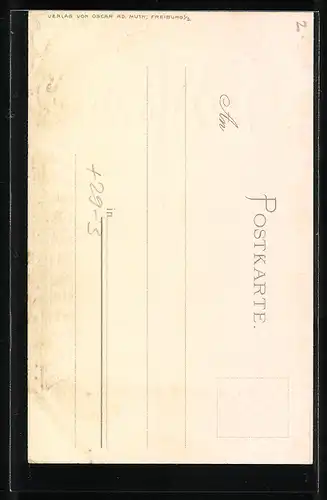 Passepartout-Lithographie Freiburg, Münster vom Schlossberg aus