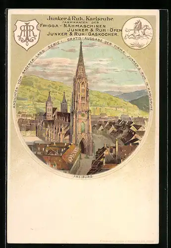 Lithographie Freiburg, Junker & Ruh, Karlsruhe, Frigga - Nähmaschinen, Öfen und Gaskocher