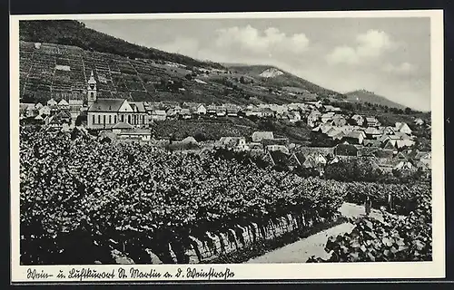 AK St. Martin auf der Weinstrasse, Generalansicht der Stadt, Blick zur Kirche