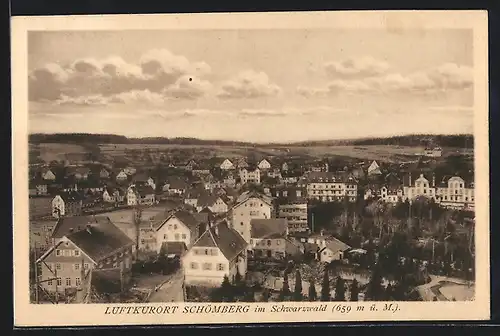 AK Schömberg, Blick über die Häuser der Stadt