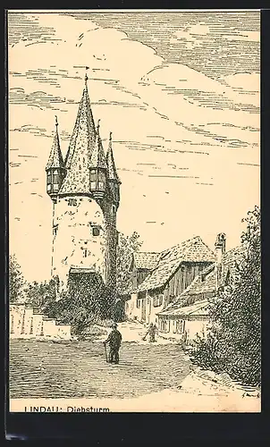 Künstler-AK Lindau, Diebsturm