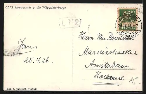 AK Rapperswil, Panorama gegen die Wäggitalerberge