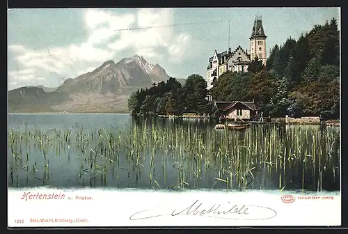 AK Hertenstein, Turmgebäude am See und Pilatus