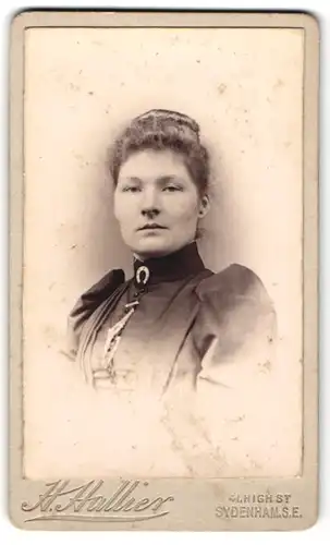 Fotografie H. Hallier, Sydenham, 41. High Street, Attraktive Dame mit Hochsteckfrisur und vornehmen Blick