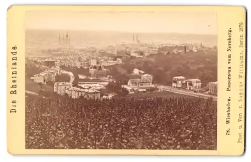 Fotografie Sophus Williams, Berlin, Ansicht Wiesbaden, Blick auf die Stadt vom Neroberg aus gesehen, Panorama