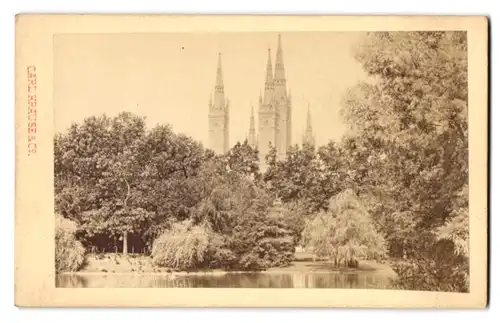 Fotografie Carl Krause & Co., Berlin, Ansicht Wiesbaden, Blick vom Park nach der Marktkirche