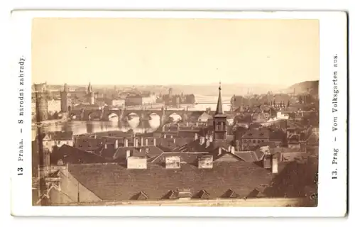 Fotografie F. Fridrich, Prag, Ansicht Prag, Blick über die Stadt vom Volksgarten aus gesehen