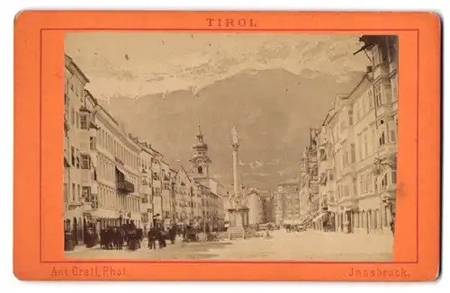 Fotografie Ant. Gratl, Innsbruck, Ansicht Innsbruck, Blick in die Maria Theresian Strasse mit Annasäule