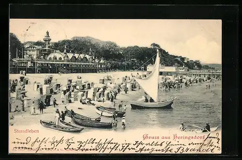 AK Heringsdorf, Strandleben mit Booten