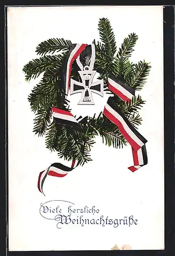 AK Eisernes Kreuz am Tannenkranz, Weihnachtsgruss