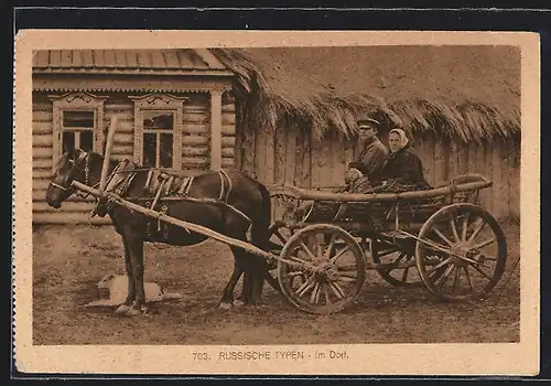 AK Russische Typen, Im Dorf