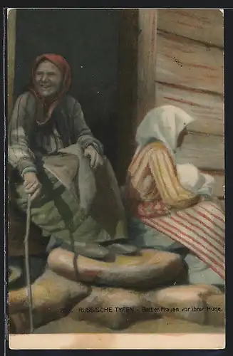 AK Bettler-Frauen vor ihrer Hütte