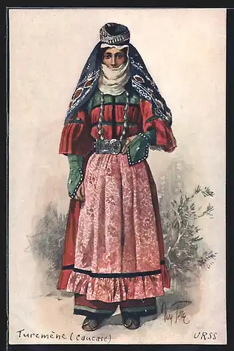 AK Kaukasus, Turkmenin in Tracht