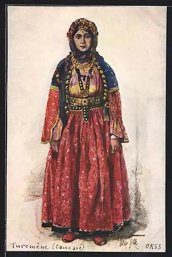 AK Junge Turkmenin in Tracht
