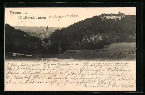 AK Waltershausen, Teilansicht mit Schloss Tenneberg