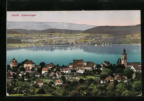 AK Überlingen, Ansicht mit dem See