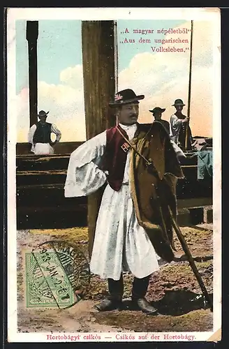 AK Csikos auf der Hortobagy, Mann in ungarischer Tracht