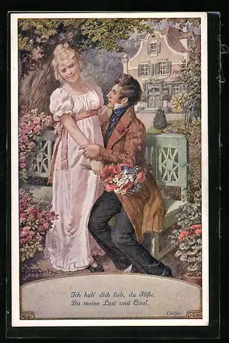 Künstler-AK H. Schubert: Geibel, Ich hab` dich lieb, du Süsse, du meine Lust und Qual