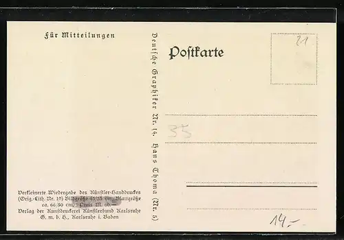 Künstler-AK Hans Thoma: Mondscheingeiger, Mann mit Geige