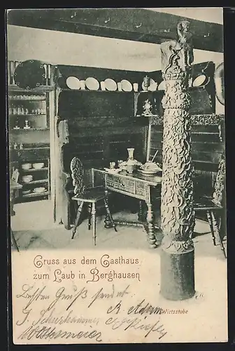 AK Berghausen, Gasthaus zum Laub - Innenansicht