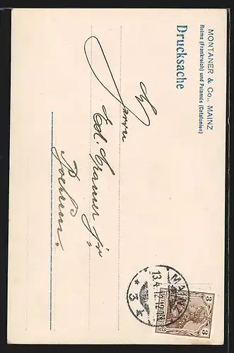 AK Mainz, Ernte des Korkholzes, Firma Montaner & Co.