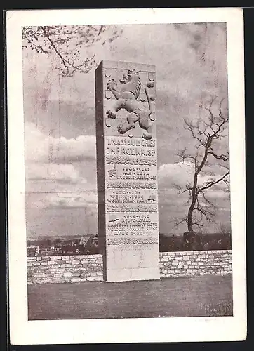 AK Mainz, Regimentsdenkmal des 1- Nass. Inf. Regts. Nr. 87, Windmühlenberg