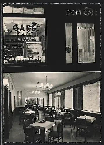 AK Mainz, Dom Cafe, Innenansicht, Schaufenster