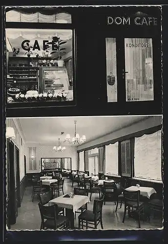 AK Mainz, Dom Cafe, Innenansicht, Schaufenster