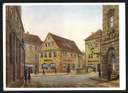 Künstler-AK Bayreuth, Strassenpartie am Sternplatz