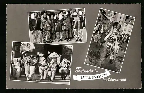 AK Villingen im Schwarzwald, Fastnacht, Umzug mit Kostümierten