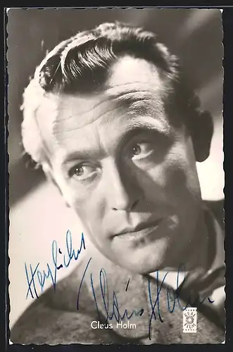 AK Schauspieler Claus Holm zur Seite blickend, mit original Autograph