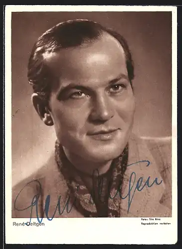 AK Schauspieler René Deltgen im Anzug, mit original Autograph