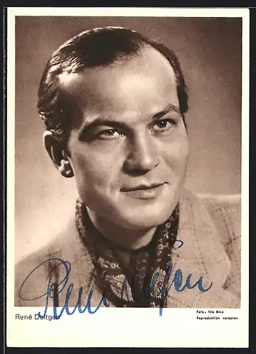 AK Schauspieler René Deltgen im Anzug, mit original Autograph