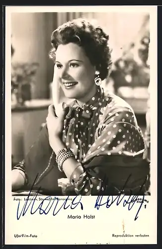 AK Schauspielerin Maria Holst am Telefon, mit original Autograph