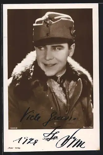 AK Schauspieler Igo Sym in Uniform, mit original Autograph