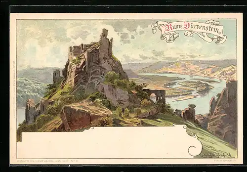 Künstler-AK Ludwig Hans Fischer: Ruine Dürrenstein, Gesamtansicht
