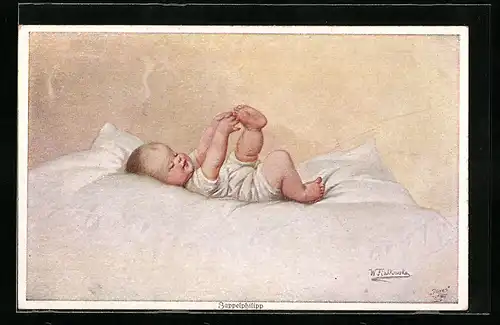 Künstler-AK Wally Fialkowska: Zappelphilipp