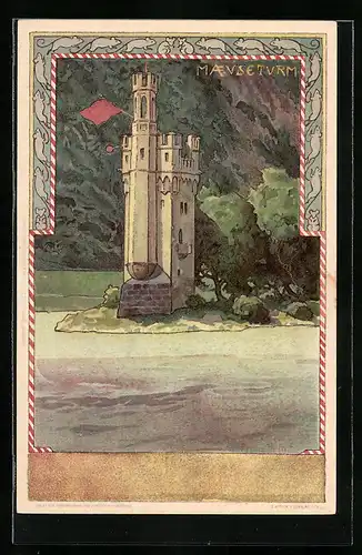 AK Bingen, der Maeuseturm der Burg