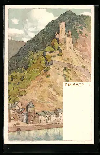 Künstler-AK Franz Hein: Burg Katz