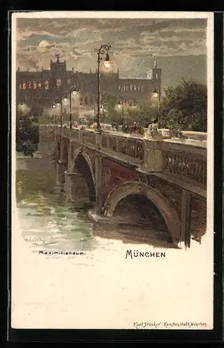 Lithographie München, Partie am Maximilianeum