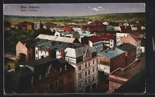 AK Mähr.-Ostrau, Blick über die Dächer der Stadt auf das Umland