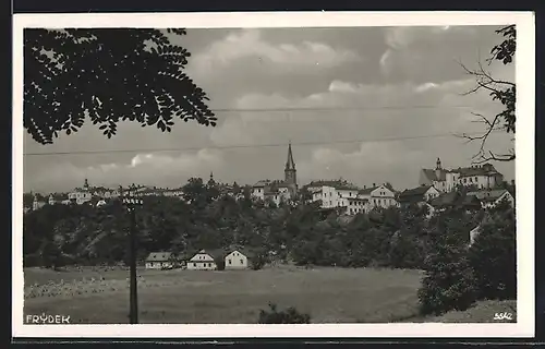 AK Frýdek, Panorama von der Wiese aus