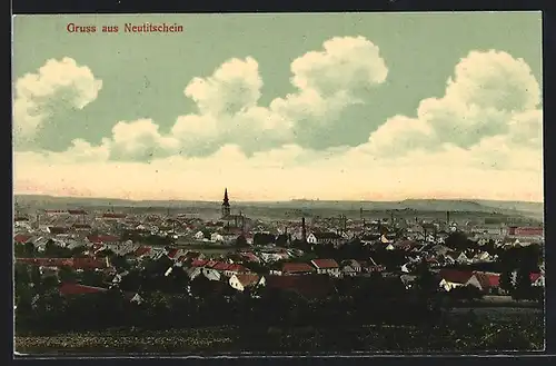 AK Neutitschein, Panoramaansicht aus der Vogelperspektive