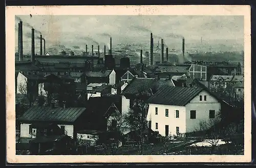 AK Nový Bohumin, Ortspartie aus der Vogelschau