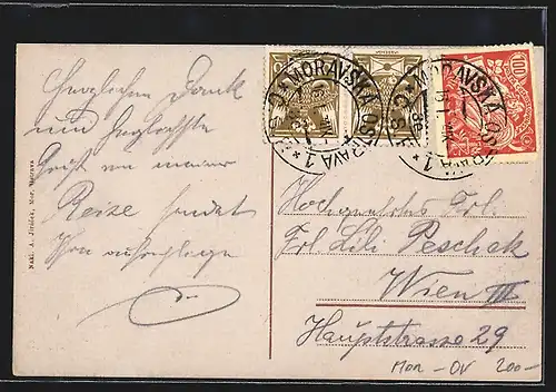 AK Mor. Ostrava, Nadrazni Trida, Pferdekutsche in der Stadt unterwegs