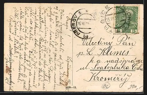 AK Trsice, Ortspartie mit Kirche