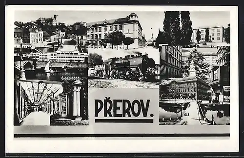 AK Prerau /Prerov, Most, Stred obce, Sokol, Dampflokomotive