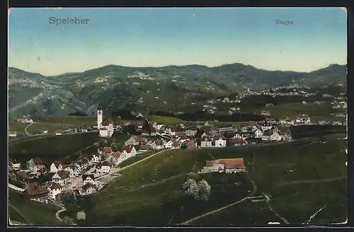 AK Speicher, Teilansicht mit Kirche und Trogen