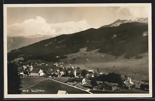 AK Wildhaus, Ortsansicht mit Kirche von oben