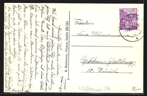 AK Wildhaus, Ortsansicht mit Kirche von oben